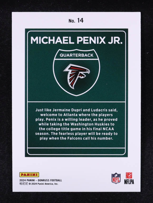 Michael Penix Jr. 2024 Donruss Downtown #14 RC at PristineAuction.com Michael Penix Jr. 2024 Donruss Downtown #14 RC at PristineAuction.com