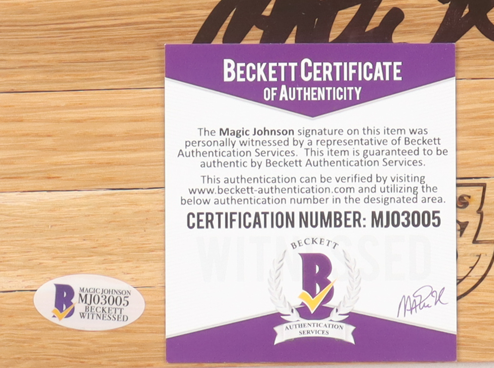 Magic Johnson Signed Lakers 6x6 Custom Engraved Wood Floorboard Piece (Johnson) at PristineAuction.com Magic Johnson Signed Lakers 6x6 Custom Engraved Wood Floorboard Piece (Johnson) at PristineAuction.com