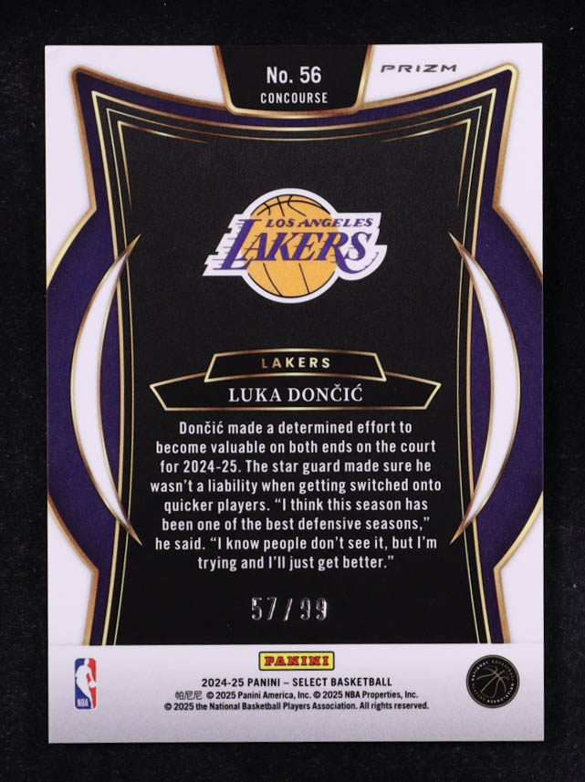Luka Doncic 2024-25 Select Purple Cracked Ice Prizms #56 #57/99 at PristineAuction.com Luka Doncic 2024-25 Select Purple Cracked Ice Prizms #56 #57/99 at PristineAuction.com