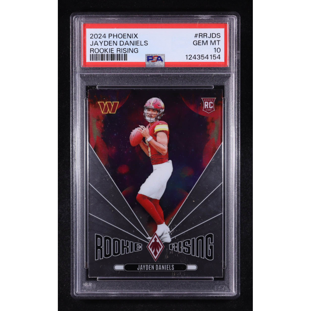 Jayden Daniels 2024 Panini Phoenix Rookie Rising #RRJDS RC (PSA 10) at PristineAuction.com