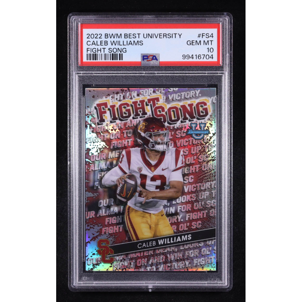 Caleb Williams 2022 Bowman Best University Fight Song #FS4 RC (PSA 10) at PristineAuction.com