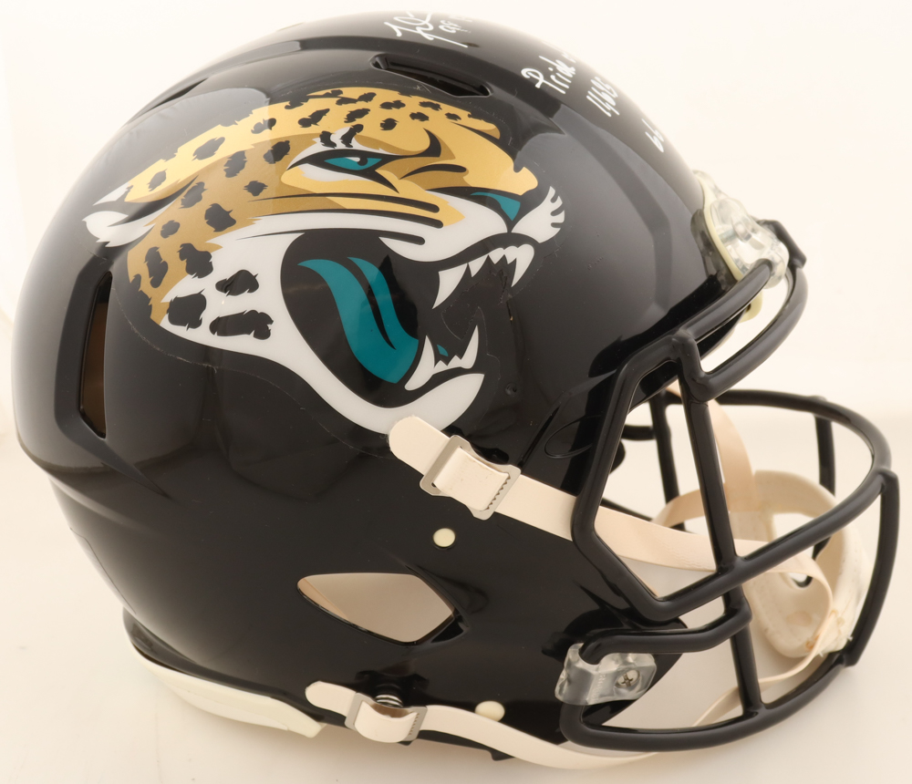 Fred Taylor Signed Jaguars Full-Size Authentic On-Field Helmet with Extensive Inscription (JSA) at PristineAuction.com Fred Taylor Signed Jaguars Full-Size Authentic On-Field Helmet with Extensive Inscription (JSA) at PristineAuction.com