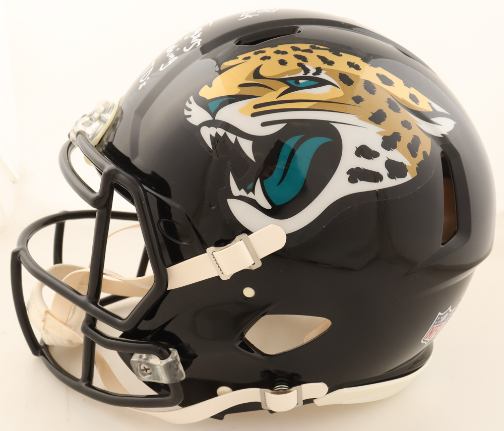 Fred Taylor Signed Jaguars Full-Size Authentic On-Field Helmet with Extensive Inscription (JSA) at PristineAuction.com Fred Taylor Signed Jaguars Full-Size Authentic On-Field Helmet with Extensive Inscription (JSA) at PristineAuction.com