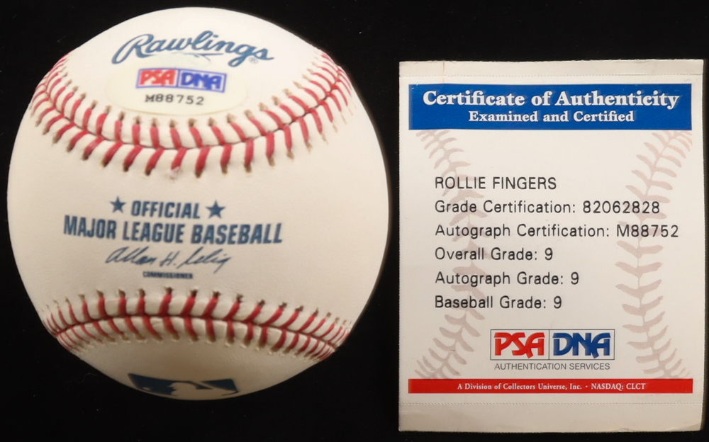 Rollie Fingers Signed OML Baseball Inscribed "HOF 92" (PSA 9) at PristineAuction.com Rollie Fingers Signed OML Baseball Inscribed "HOF 92" (PSA 9) at PristineAuction.com