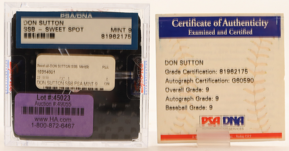 Don Sutton Signed OML Baseball Inscribed "HOF 98" (PSA 9) at PristineAuction.com Don Sutton Signed OML Baseball Inscribed "HOF 98" (PSA 9) at PristineAuction.com