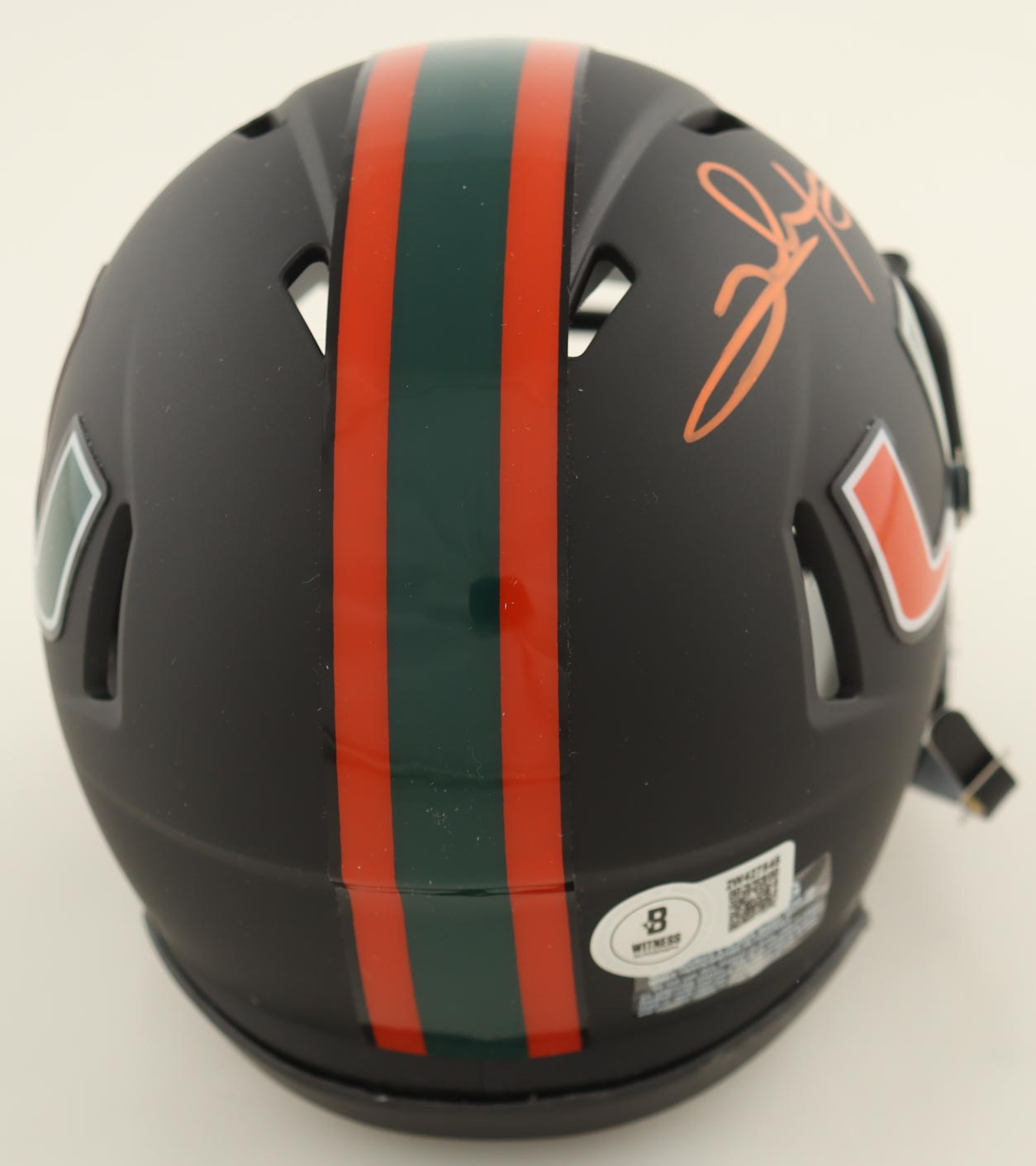 Clinton Portis Signed Miami Hurricanes Eclipse Alternate Speed Mini Helmet (Beckett) at PristineAuction.com Clinton Portis Signed Miami Hurricanes Eclipse Alternate Speed Mini Helmet (Beckett) at PristineAuction.com