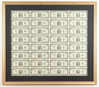 2013 U.S. $2 Dollar Bill Custom Framed Uncut Sheet Of (32) Bills at PristineAuction.com
