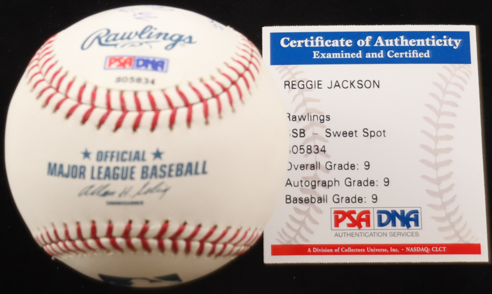 Reggie Jackson Signed OML Baseball with Multiple Inscriptions (PSA 9) at PristineAuction.com Reggie Jackson Signed OML Baseball with Multiple Inscriptions (PSA 9) at PristineAuction.com
