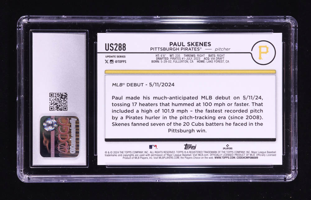 Paul Skenes 2024 Topps Update #US288 RC (CGC 10) at PristineAuction.com Paul Skenes 2024 Topps Update #US288 RC (CGC 10) at PristineAuction.com