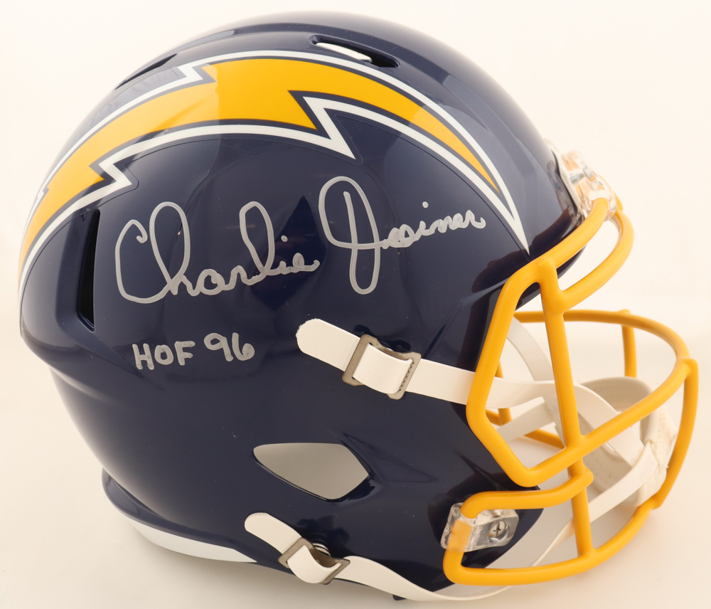 Charlie Joiner Signed Chargers Full-Size Throwback Alternate Speed Helmet Inscribed "HOF 96" (Schwartz) at PristineAuction.com Charlie Joiner Signed Chargers Full-Size Throwback Alternate Speed Helmet Inscribed "HOF 96" (Schwartz) at PristineAuction.com