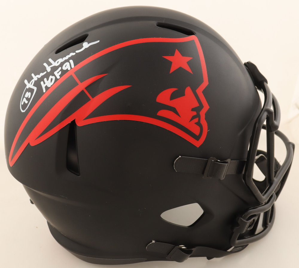 John Hannah Signed Patriots Full-Size Eclipse Alternate Speed Helmet Inscribed "HOF 91" (Schwartz) at PristineAuction.com John Hannah Signed Patriots Full-Size Eclipse Alternate Speed Helmet Inscribed "HOF 91" (Schwartz) at PristineAuction.com