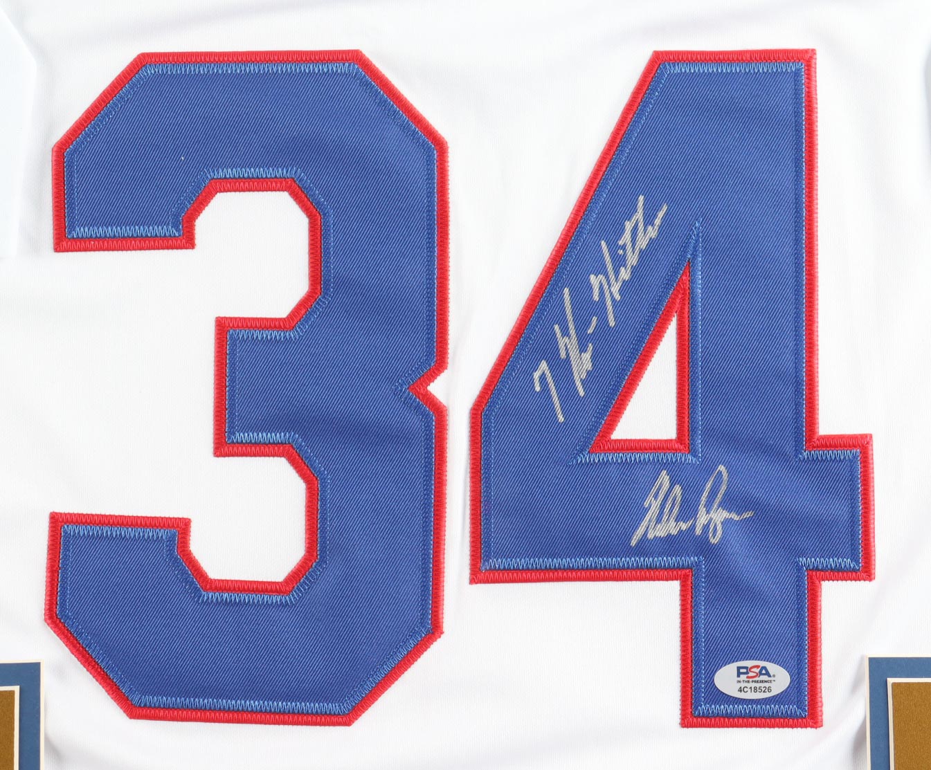 Nolan Ryan Signed Custom Framed Jersey Display with (3) Vintage Ryan Career Pins Inscribed "7 No-Hitter" (PSA) at PristineAuction.com Nolan Ryan Signed Custom Framed Jersey Display with (3) Vintage Ryan Career Pins Inscribed "7 No-Hitter" (PSA) at PristineAuction.com