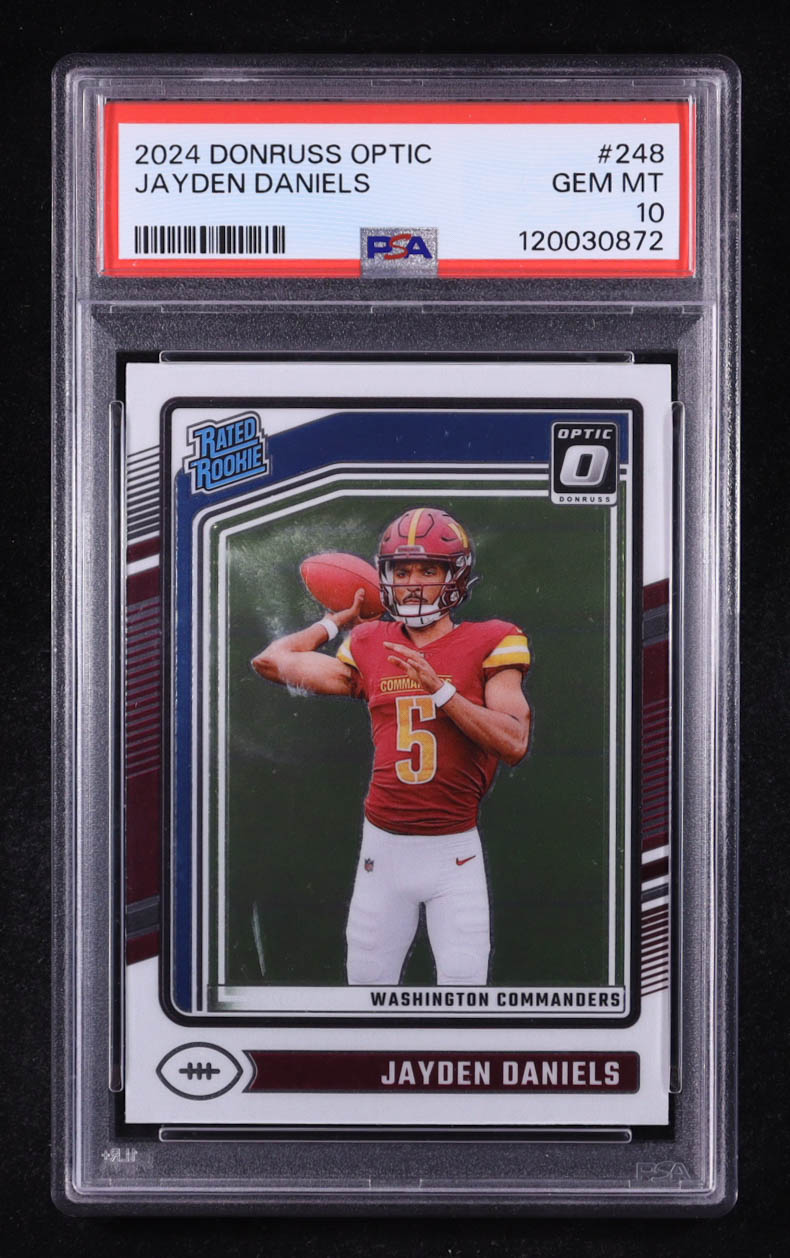 Jayden Daniels 2024 Donruss Optic RR #248 RC (PSA 10) at PristineAuction.com Jayden Daniels 2024 Donruss Optic RR #248 RC (PSA 10) at PristineAuction.com