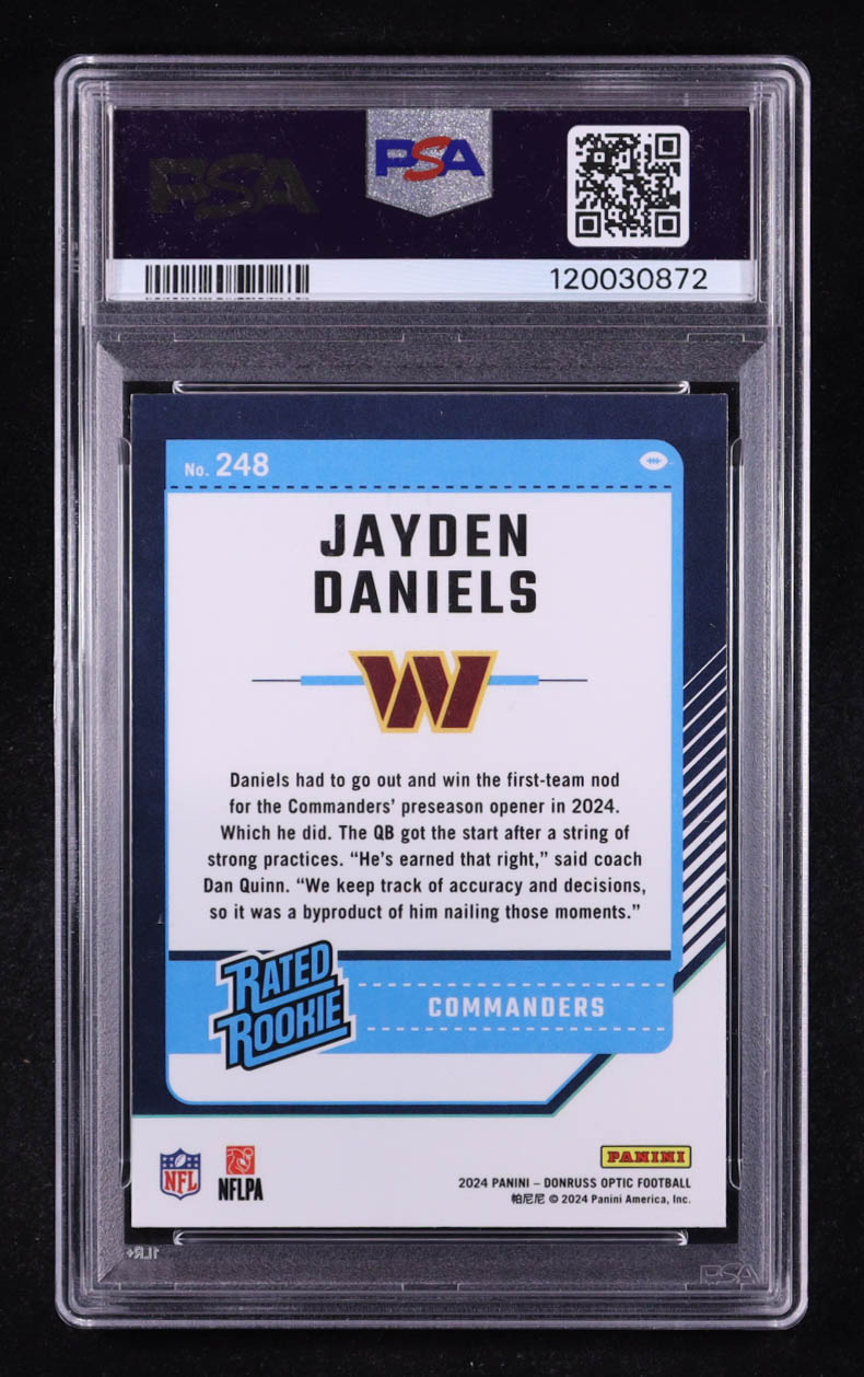 Jayden Daniels 2024 Donruss Optic RR #248 RC (PSA 10) at PristineAuction.com Jayden Daniels 2024 Donruss Optic RR #248 RC (PSA 10) at PristineAuction.com