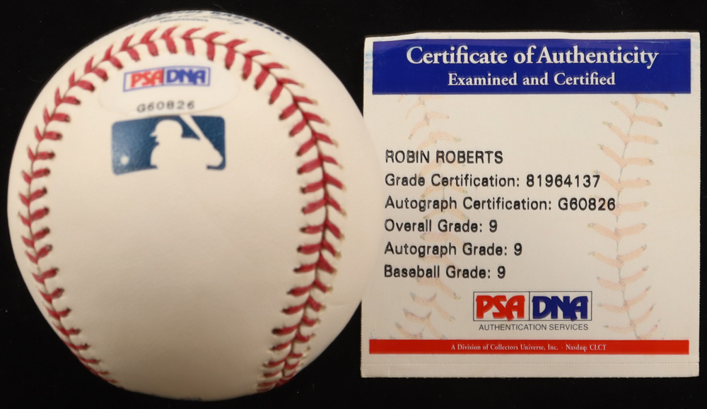 Robin Roberts Signed OML Baseball (PSA 9) at PristineAuction.com Robin Roberts Signed OML Baseball (PSA 9) at PristineAuction.com