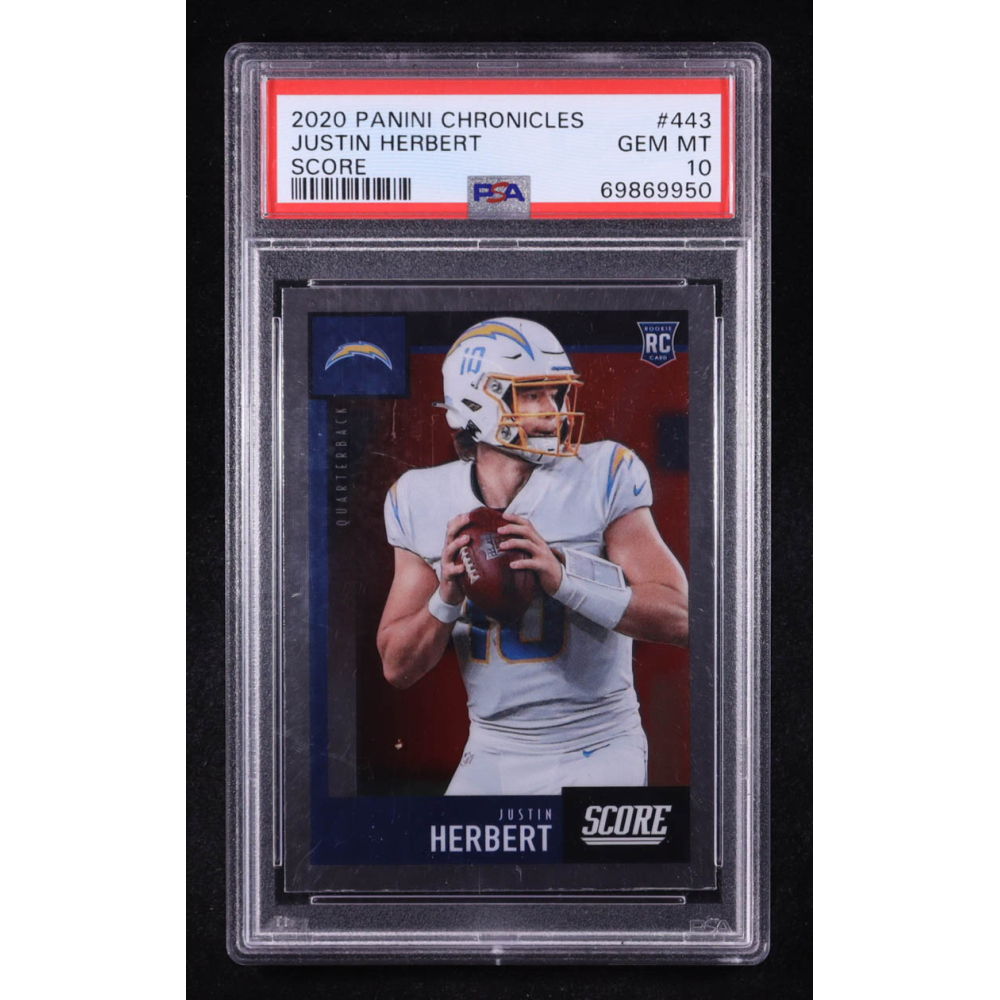 Justin Herbert 2020 Panini Chronicles / Score #443 RC (PSA 10) at PristineAuction.com
