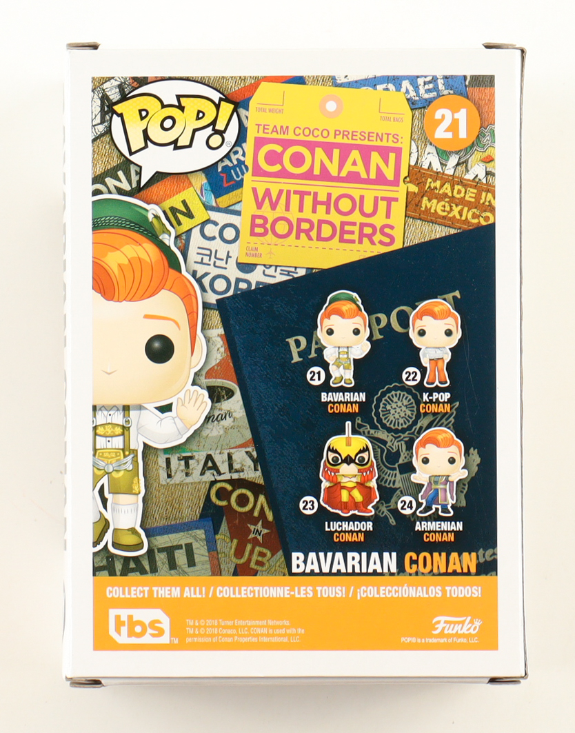 Conan O'Brien Signed "Conan without Borders" #21 Bavarian Conan Funko Pop! Vinyl Figure (ACOA) at PristineAuction.com Conan O'Brien Signed "Conan without Borders" #21 Bavarian Conan Funko Pop! Vinyl Figure (ACOA) at PristineAuction.com