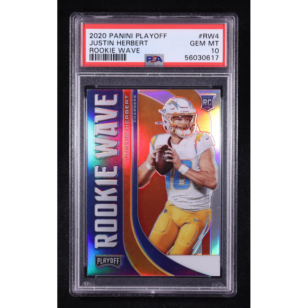 Justin Herbert 2020 Playoff Rookie Wave Silver #4 RC (PSA 10) at PristineAuction.com