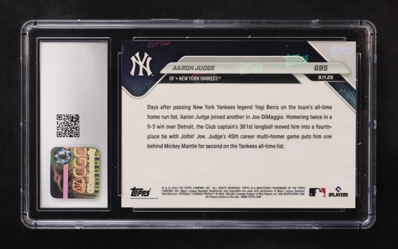 Aaron Judge 2025 Topps Now #695 (CGC 9) at PristineAuction.com Aaron Judge 2025 Topps Now #695 (CGC 9) at PristineAuction.com