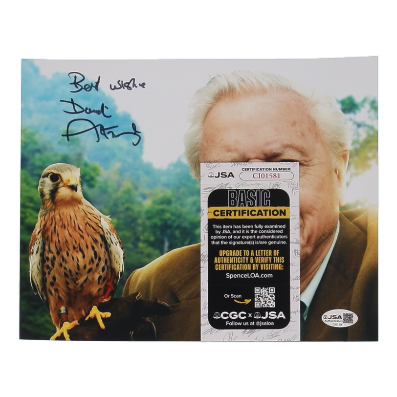 Sir David Attenborough Signed 8x10 Photo Inscribed "Best Wishes" (JSA) at PristineAuction.com Sir David Attenborough Signed 8x10 Photo Inscribed "Best Wishes" (JSA) at PristineAuction.com