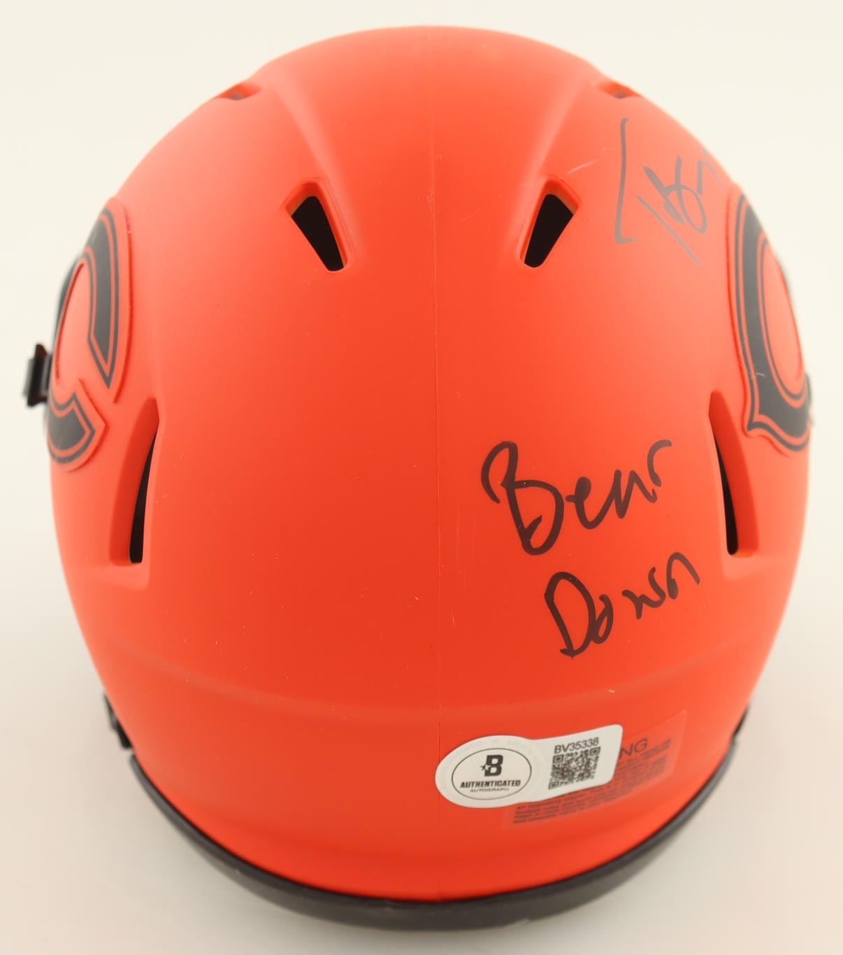 Tyson Bagent Signed Bears Rave Alternate Speed Mini Helmet Inscribed "Bear Down" (Beckett) at PristineAuction.com Tyson Bagent Signed Bears Rave Alternate Speed Mini Helmet Inscribed "Bear Down" (Beckett) at PristineAuction.com