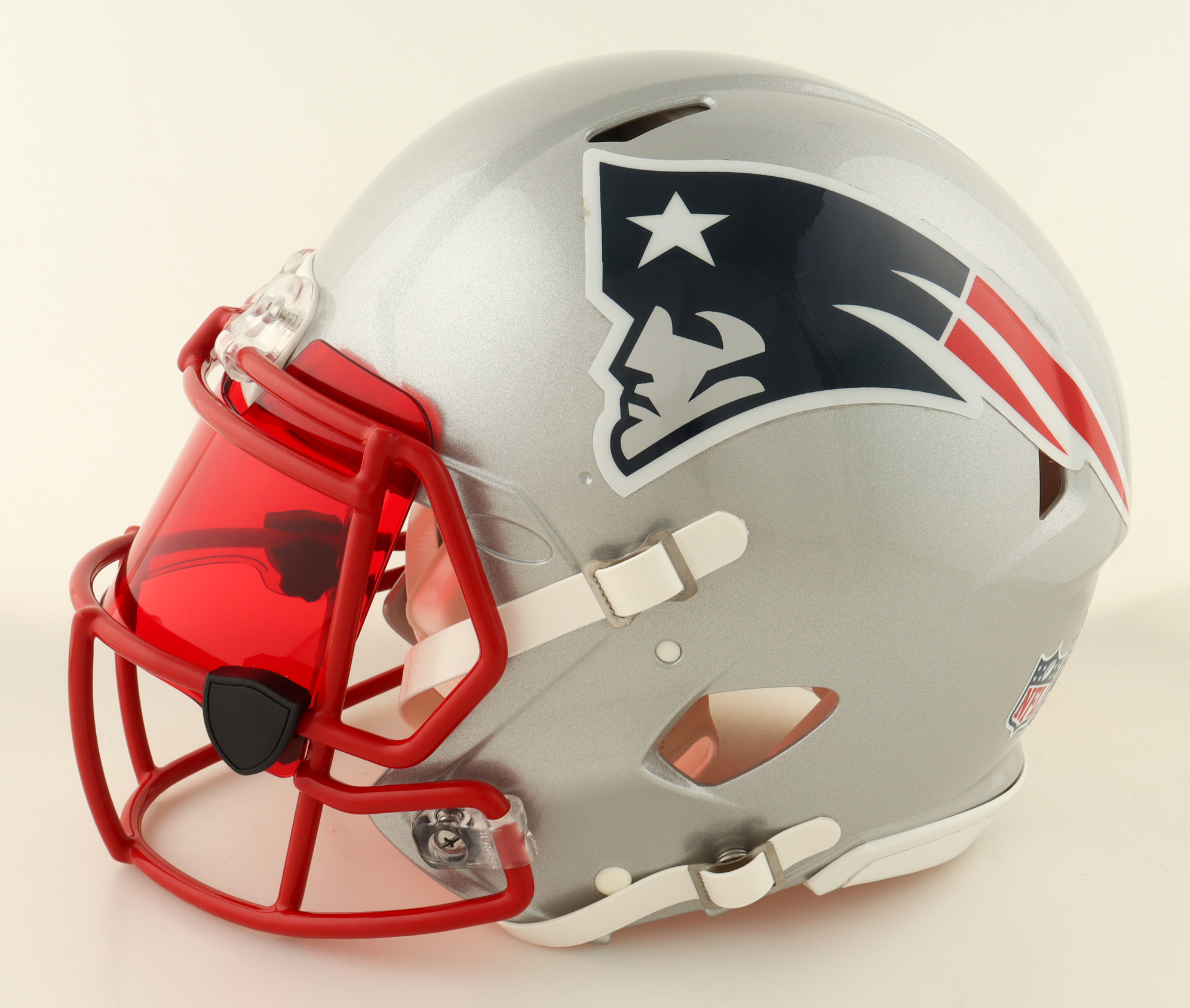 Tom Brady Signed Patriots Full-Size Authentic On-Field Speed Helmet With Visor (Fanatics & GOAT) at PristineAuction.com Tom Brady Signed Patriots Full-Size Authentic On-Field Speed Helmet With Visor (Fanatics & GOAT) at PristineAuction.com