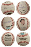"Joe DiMaggio" LE Commemorative OL Baseball Signed By (4) with Joe DiMaggio, Yogi Berra, Whitey Ford & Phil Rizzuto (JSA) at PristineAuction.com