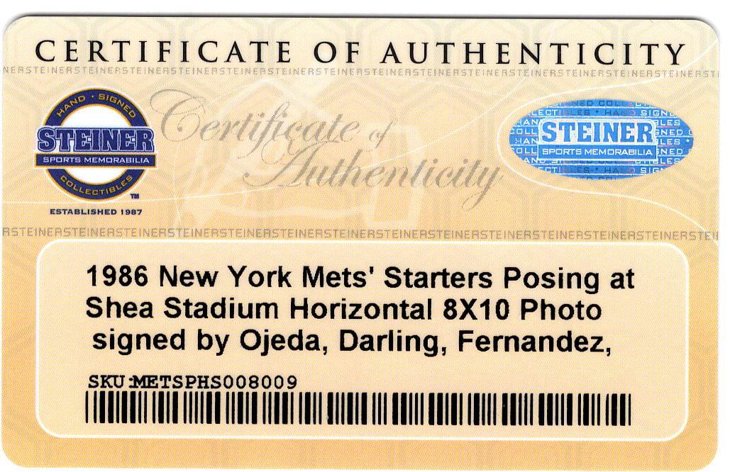 Mets 8x10 Photo Signed by (4) with Ron Darling, Bob Ojeda, Sid Fernandez & Doc Gooden (Steiner) at PristineAuction.com Mets 8x10 Photo Signed by (4) with Ron Darling, Bob Ojeda, Sid Fernandez & Doc Gooden (Steiner) at PristineAuction.com