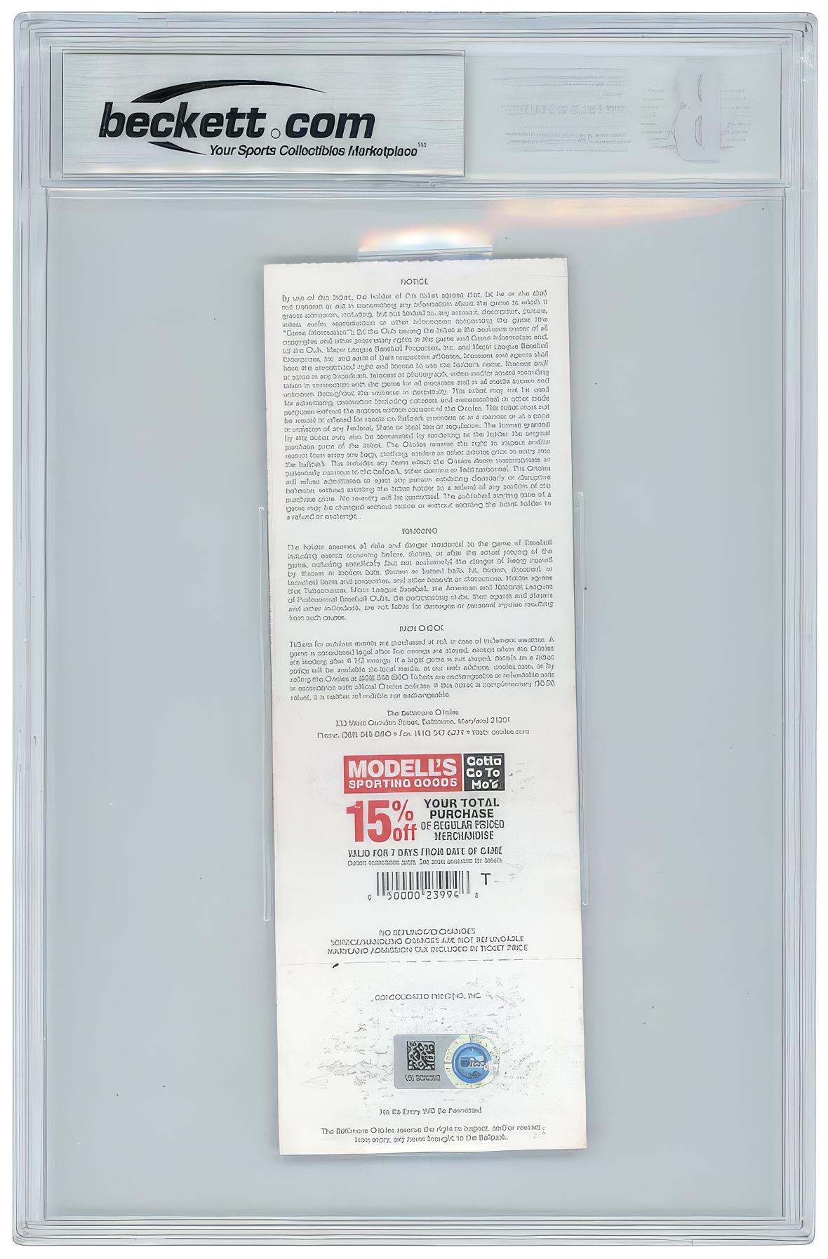 Mike Trout Signed 2012 Camden Yards Ticket Inscribed "The Catch at Camden" (BGS & MLB | Auto 10) at PristineAuction.com Mike Trout Signed 2012 Camden Yards Ticket Inscribed "The Catch at Camden" (BGS & MLB | Auto 10) at PristineAuction.com