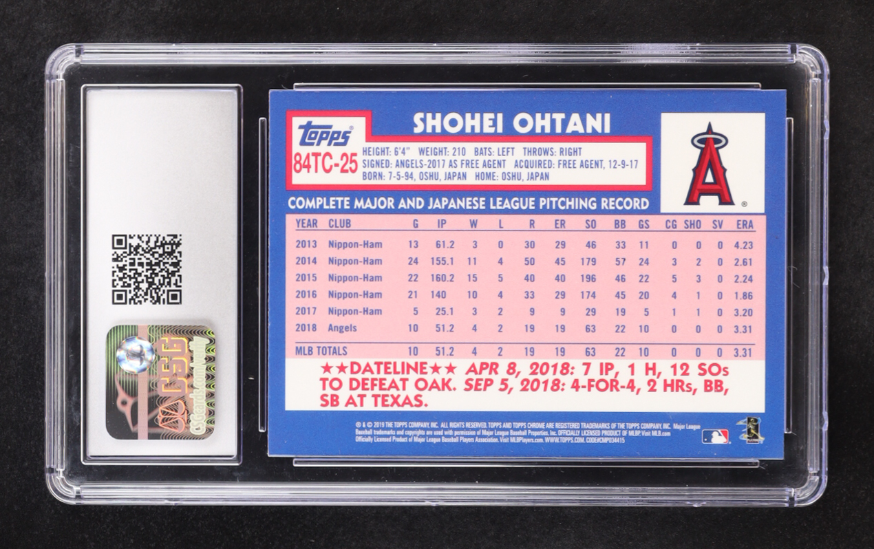 Shohei Ohtani 2019 Topps Chrome '84 Topps #84TC-25 (CGC 9) at PristineAuction.com Shohei Ohtani 2019 Topps Chrome '84 Topps #84TC-25 (CGC 9) at PristineAuction.com