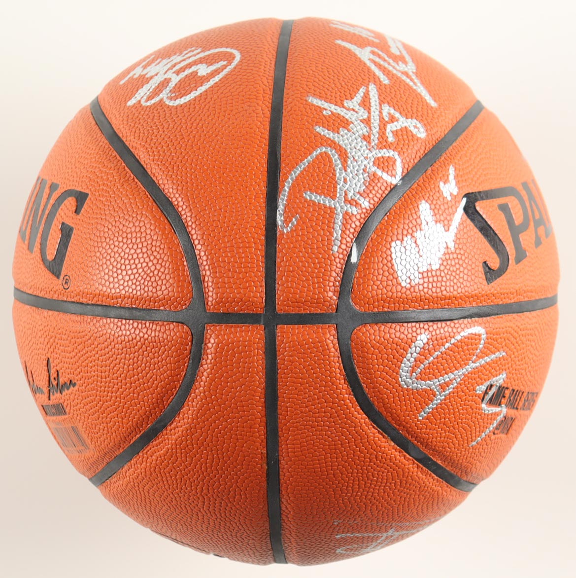 2013 Spurs Official NBA Game Ball Team-Signed By (11) Tim Duncan, Danny Green, Gregg Popovich and Manu Ginobili with Display Case (Beckett) at PristineAuction.com 2013 Spurs Official NBA Game Ball Team-Signed By (11) Tim Duncan, Danny Green, Gregg Popovich and Manu Ginobili with Display Case (Beckett) at PristineAuction.com