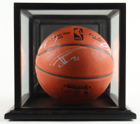 2013 Spurs Official NBA Game Ball Team-Signed By (11) Tim Duncan, Danny Green, Gregg Popovich and Manu Ginobili with Display Case (Beckett) at PristineAuction.com