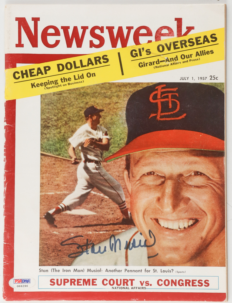 Stan Musial Signed 1957 Newsweek Magazine (PSA) at PristineAuction.com Stan Musial Signed 1957 Newsweek Magazine (PSA) at PristineAuction.com