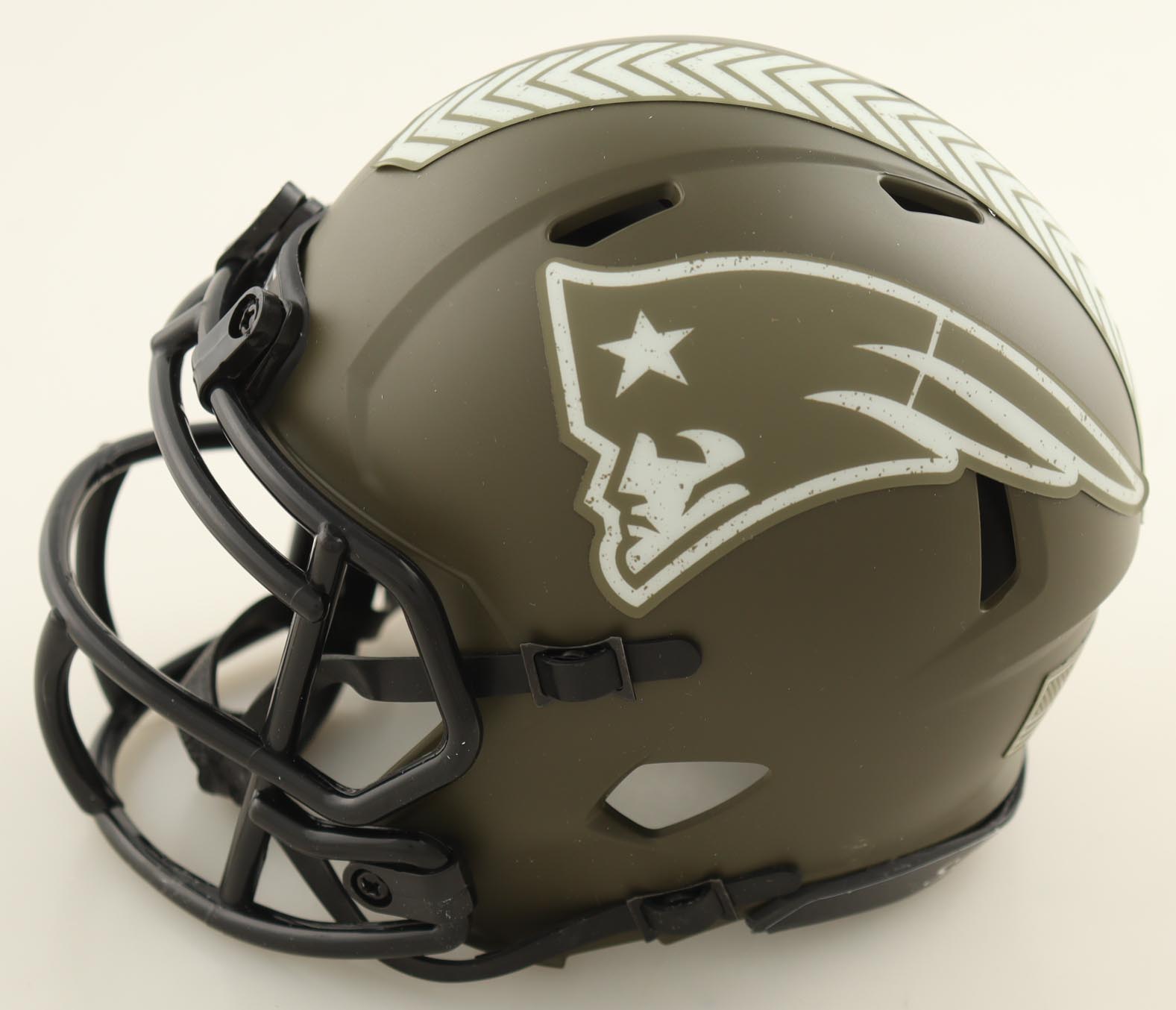 Bailey Zappe Signed Patriots Salute to Service Alternate Speed Mini Helmet (JSA) at PristineAuction.com Bailey Zappe Signed Patriots Salute to Service Alternate Speed Mini Helmet (JSA) at PristineAuction.com