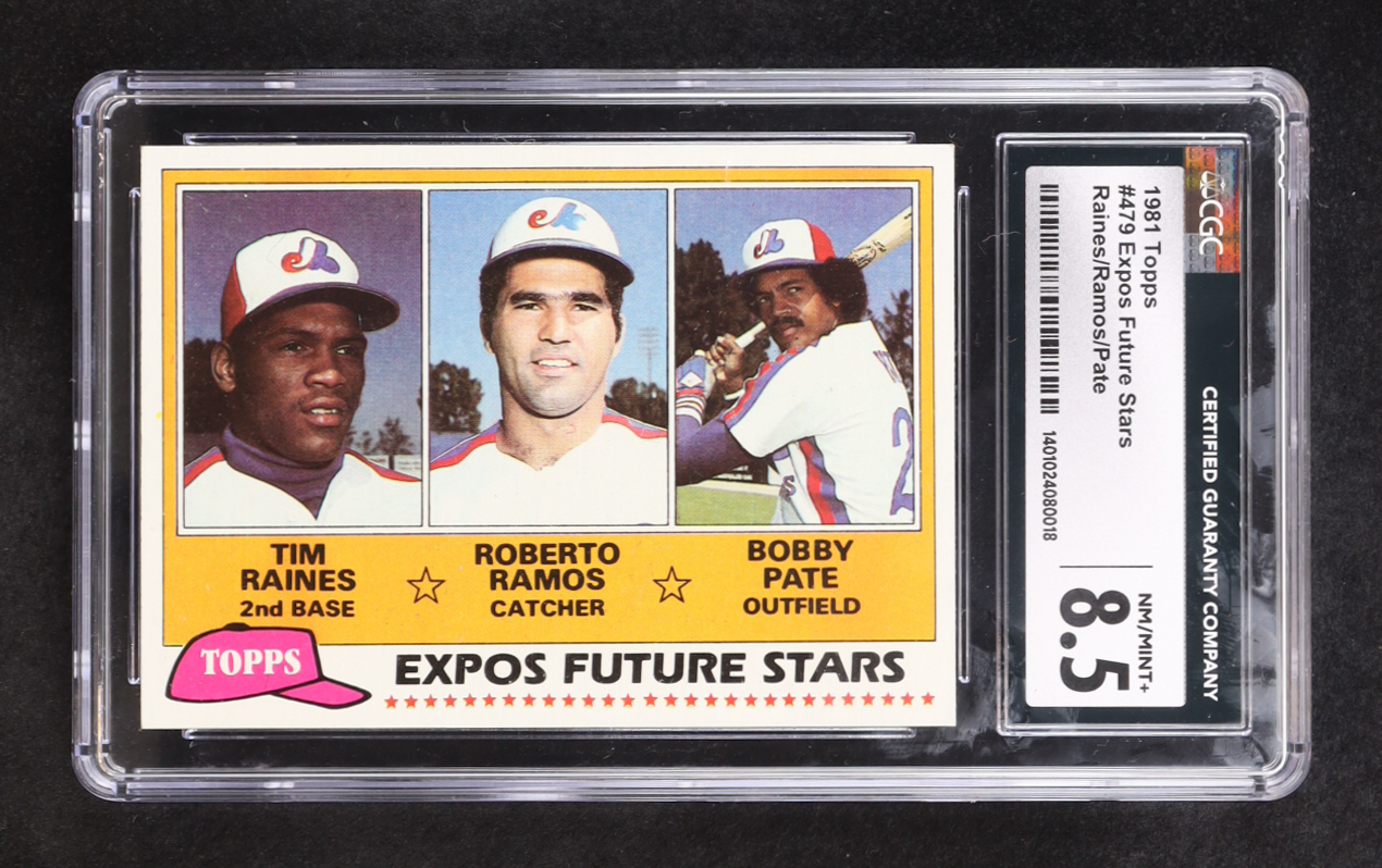 Tim Raines / Roberto Ramos / Bobby Pate 1981 Topps Expos Future Stars #479 RC (CGC 8.5) at PristineAuction.com Tim Raines / Roberto Ramos / Bobby Pate 1981 Topps Expos Future Stars #479 RC (CGC 8.5) at PristineAuction.com