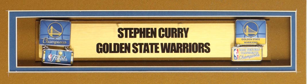 Stephen Curry Signed Custom Framed Jersey Display with (4) Finals Pins (JSA) at PristineAuction.com Stephen Curry Signed Custom Framed Jersey Display with (4) Finals Pins (JSA) at PristineAuction.com