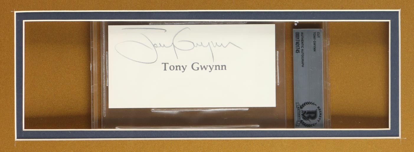 Tony Gwynn Signed Custom Framed Cut Display with Jersey (Beckett) at PristineAuction.com Tony Gwynn Signed Custom Framed Cut Display with Jersey (Beckett) at PristineAuction.com