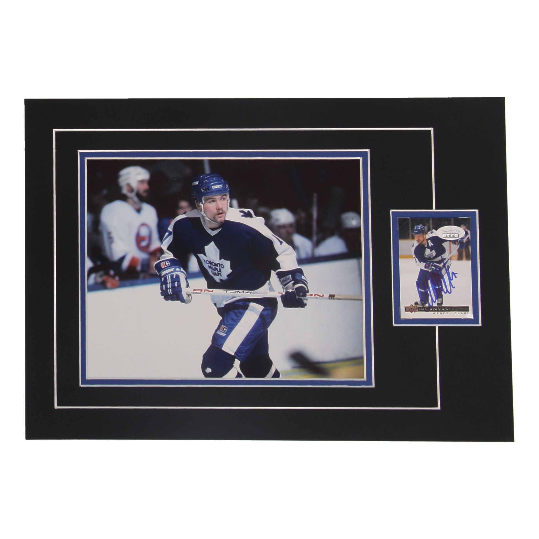 Wendel Clark Signed 12x17 Custom Matted Sports Card Display with Photo (JSA) at PristineAuction.com Wendel Clark Signed 12x17 Custom Matted Sports Card Display with Photo (JSA) at PristineAuction.com