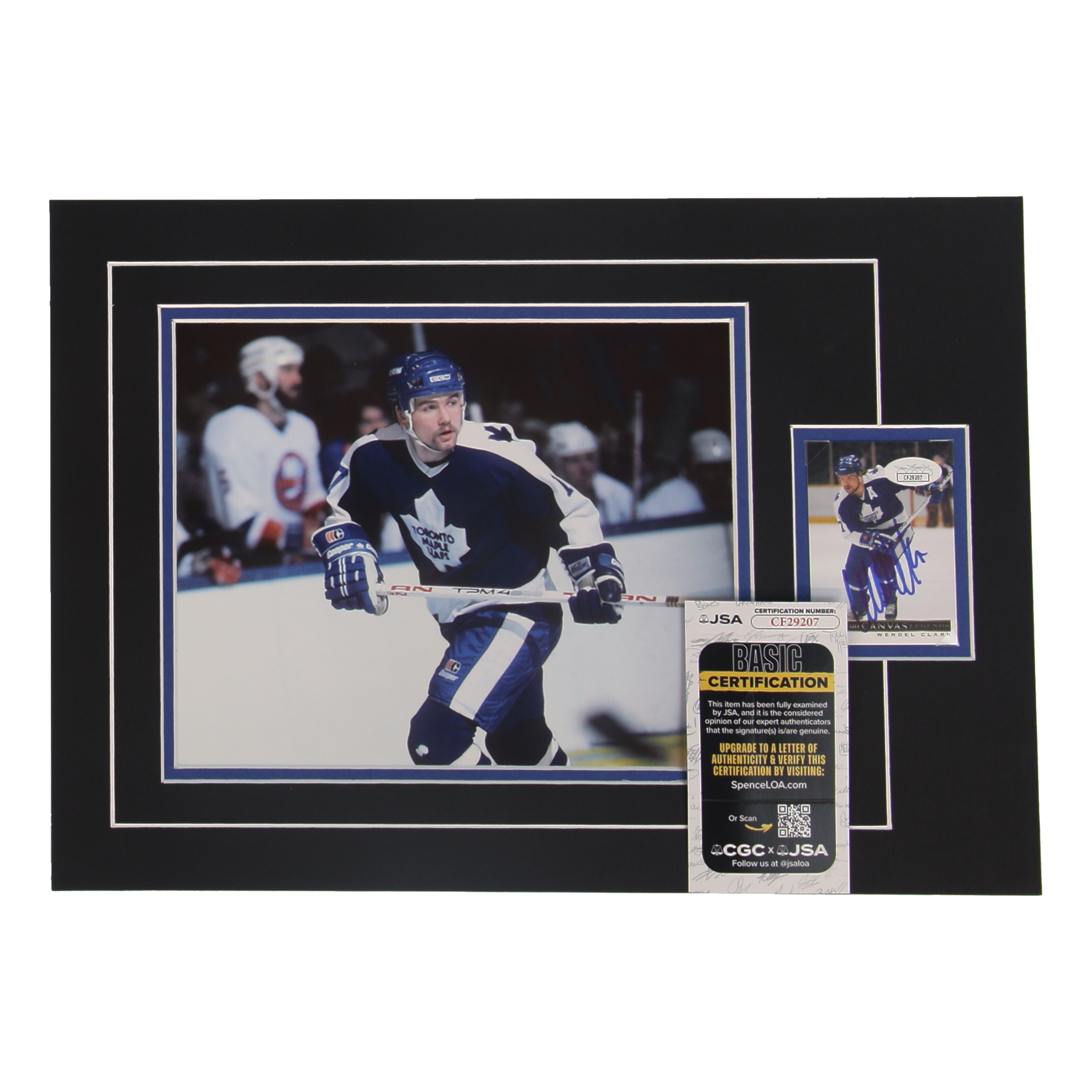 Wendel Clark Signed 12x17 Custom Matted Sports Card Display with Photo (JSA) at PristineAuction.com Wendel Clark Signed 12x17 Custom Matted Sports Card Display with Photo (JSA) at PristineAuction.com