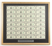 2013 U.S. $2 Dollar Bill Custom Framed Uncut Sheet Of (32) Bills with Title Plaque at PristineAuction.com