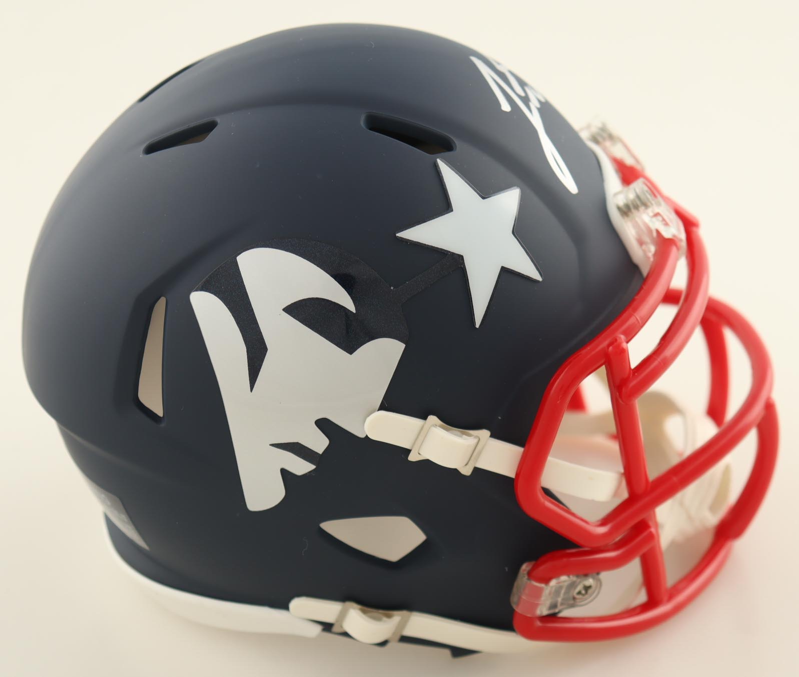 Jarrett Stidham Signed Patriots AMP Alternate Speed Mini Helmet (NEP) at PristineAuction.com Jarrett Stidham Signed Patriots AMP Alternate Speed Mini Helmet (NEP) at PristineAuction.com