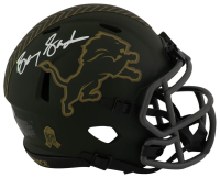 Barry Sanders Signed Lions Salute to Service Speed Mini Helmet (Schwartz) at PristineAuction.com
