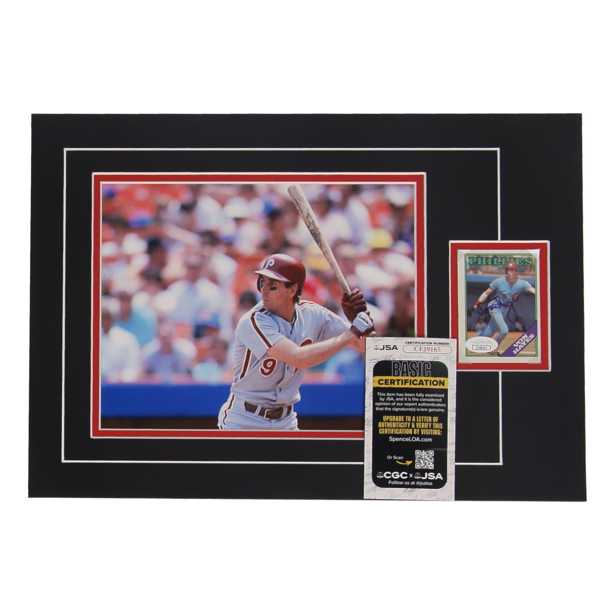 Von Hayes Signed 12x17 Custom Matted Sports Card Display with Photo (JSA) at PristineAuction.com Von Hayes Signed 12x17 Custom Matted Sports Card Display with Photo (JSA) at PristineAuction.com