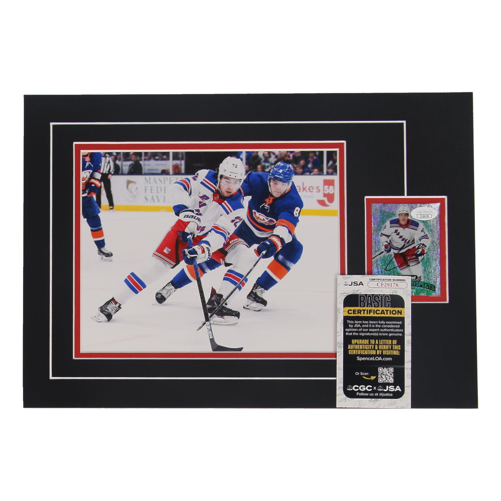 Filip Chytil Signed 12x17 Custom Matted Sports Card #321/399 Display with Photo (JSA) at PristineAuction.com Filip Chytil Signed 12x17 Custom Matted Sports Card #321/399 Display with Photo (JSA) at PristineAuction.com