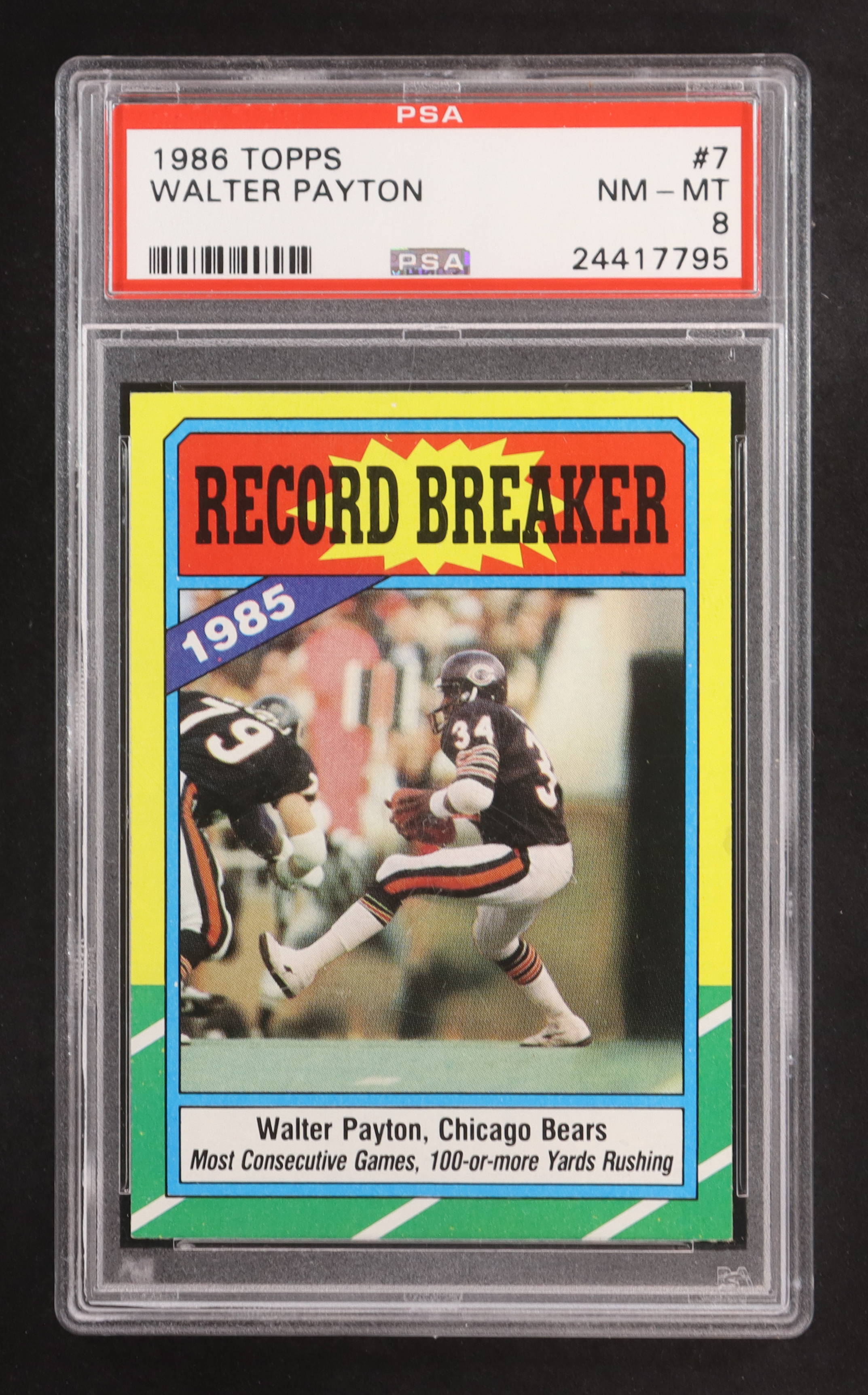 Walter Payton 1986 Topps #7 (PSA 8) at PristineAuction.com Walter Payton 1986 Topps #7 (PSA 8) at PristineAuction.com