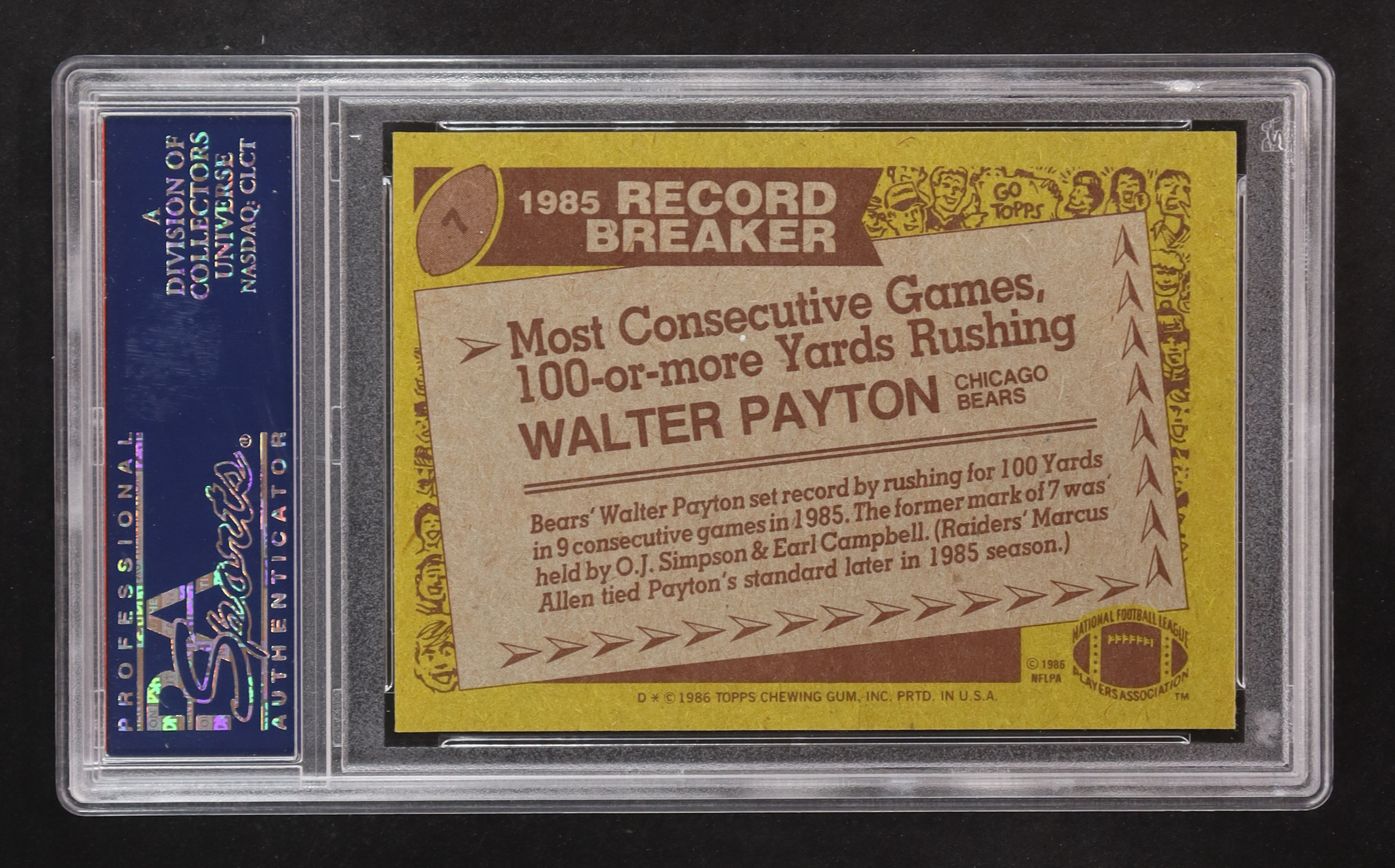 Walter Payton 1986 Topps #7 (PSA 8) at PristineAuction.com Walter Payton 1986 Topps #7 (PSA 8) at PristineAuction.com