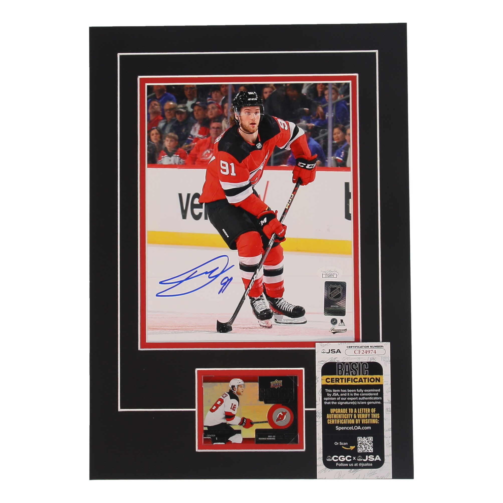 Dawson Mercer Signed 12x17 Custom Matted Photo Display with Card (JSA) at PristineAuction.com Dawson Mercer Signed 12x17 Custom Matted Photo Display with Card (JSA) at PristineAuction.com