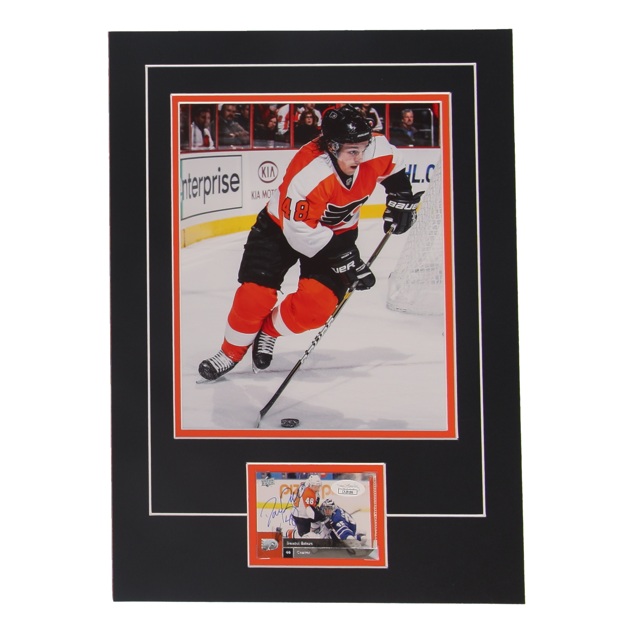 Daniel Briere Signed 12x17 Custom Matted Sports Card Display with Photo (JSA) at PristineAuction.com Daniel Briere Signed 12x17 Custom Matted Sports Card Display with Photo (JSA) at PristineAuction.com