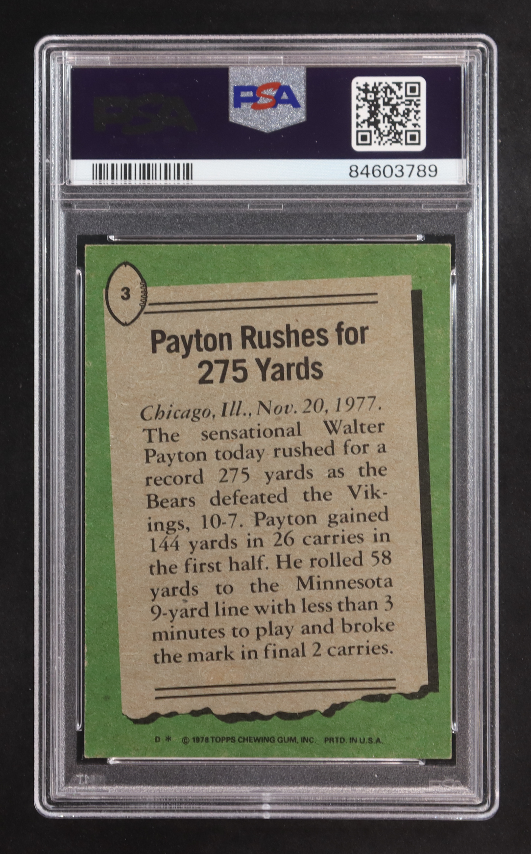 Walter Payton 1978 Topps #3 (PSA 7) at PristineAuction.com Walter Payton 1978 Topps #3 (PSA 7) at PristineAuction.com