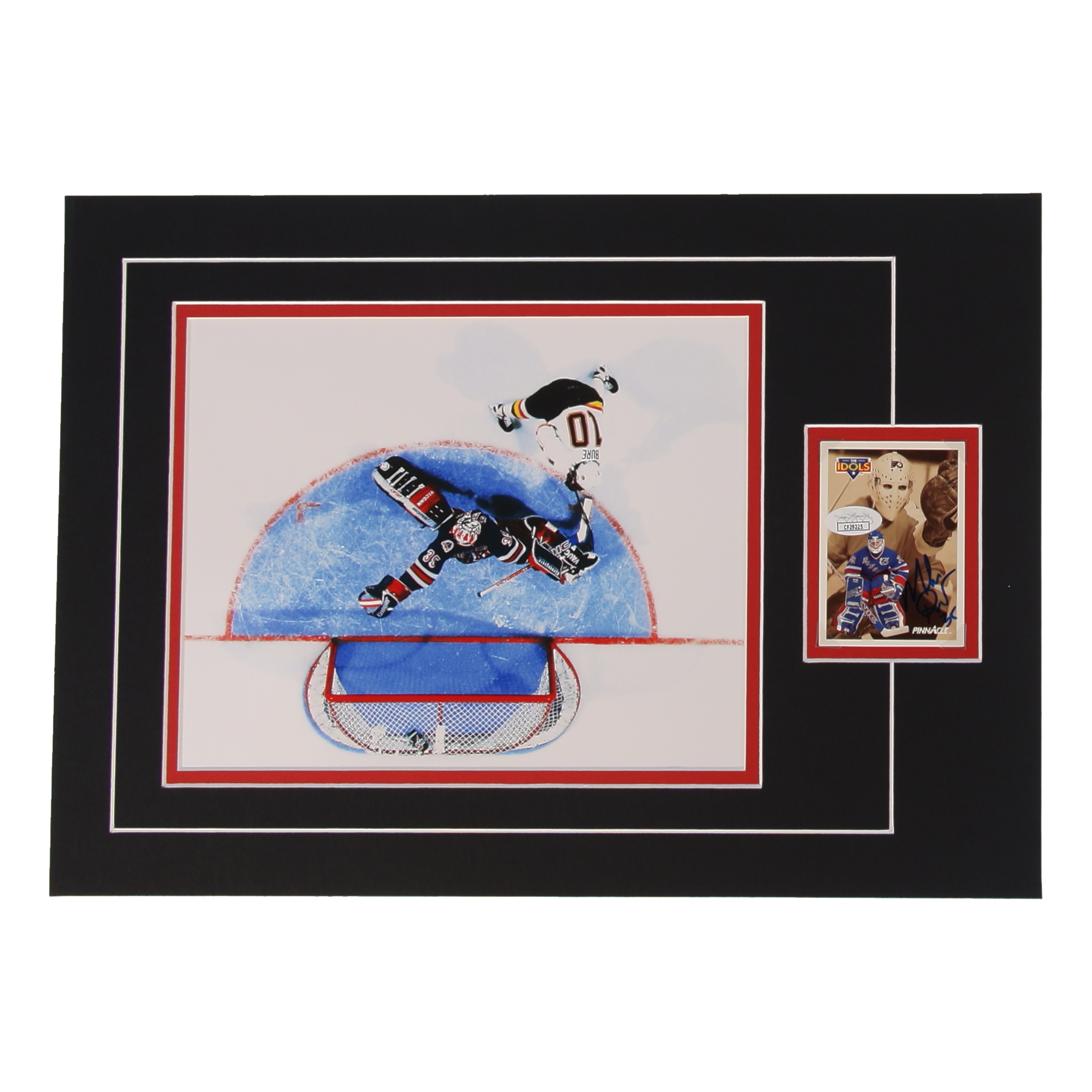 Mike Richter Signed 12x17 Custom Matted Sports Card Display with Photo (JSA) at PristineAuction.com Mike Richter Signed 12x17 Custom Matted Sports Card Display with Photo (JSA) at PristineAuction.com